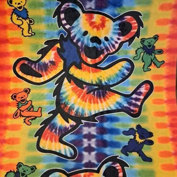 New Tie Dye Dancing Bears Grateful Dead Beach Bath Pool Gift Towel Cotton Bear - Picture 2 of 4